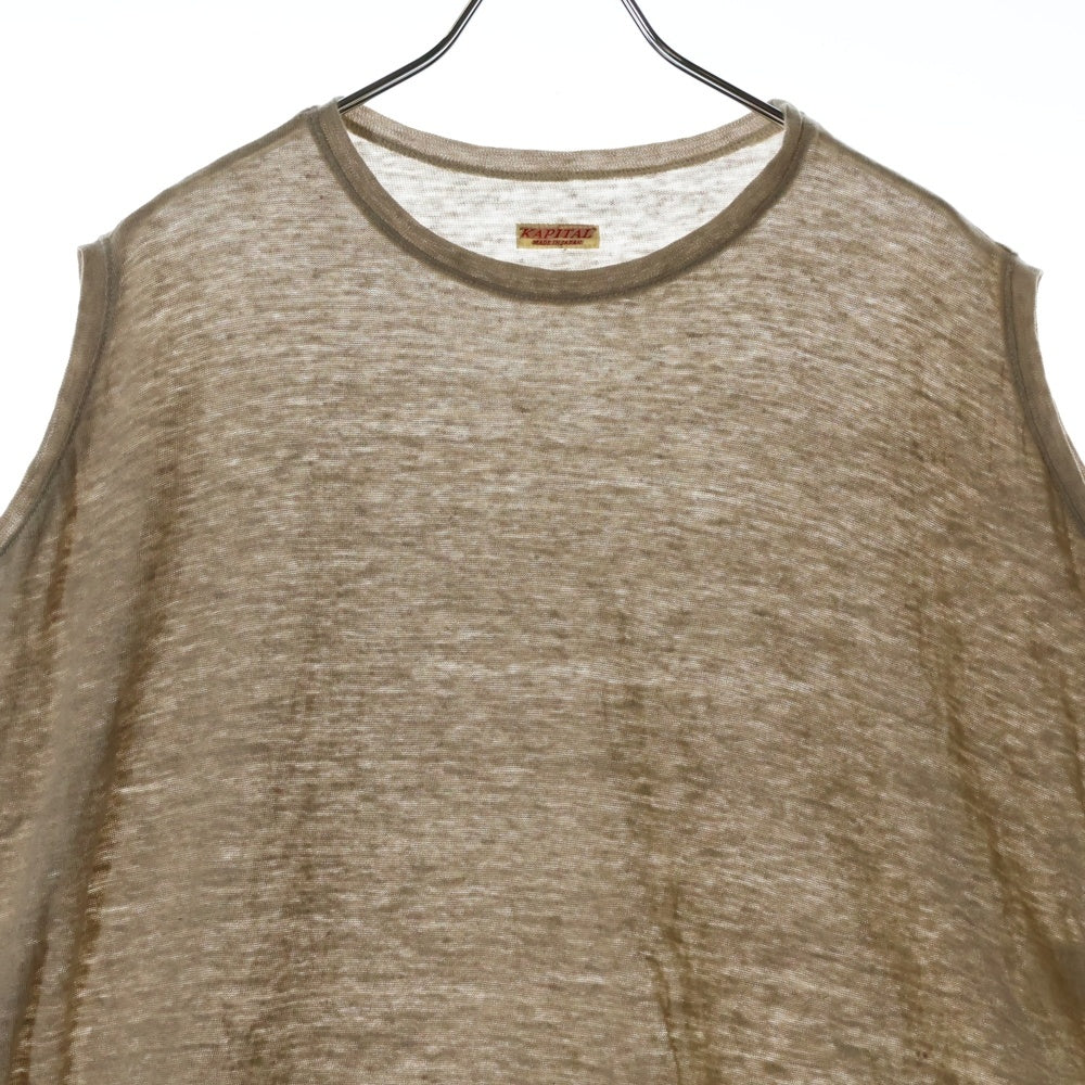 KAPITAL(キャピタル) 17SS リネン天竺 BIGノースリーブTシャツ ひばり刺繍 K1706SC292