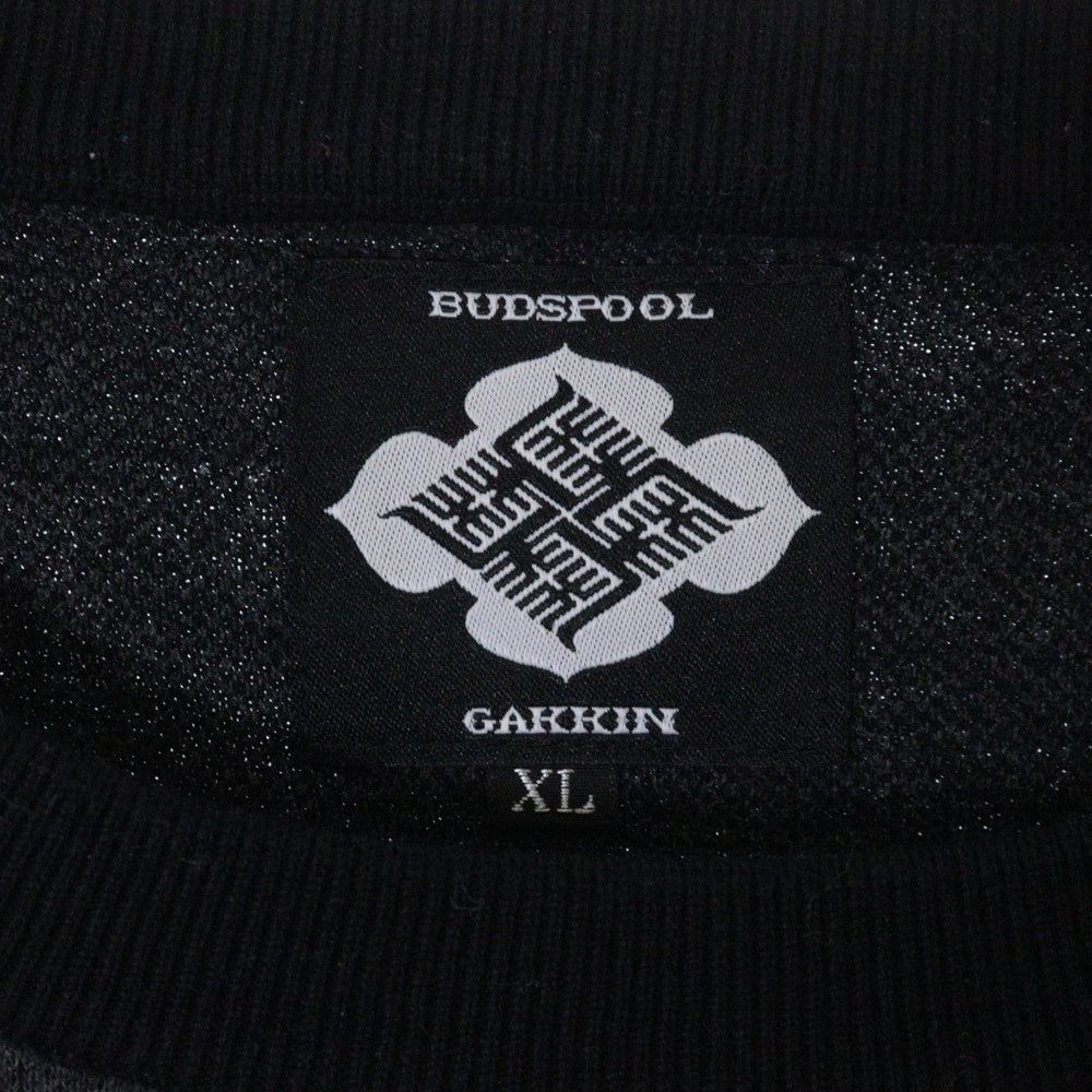 BUDSPOOL(バッズプール) ×GAKKIN JACQUARD CREW NECK SWEATER ガッキン 花罰 総柄ニット セーター ブラック