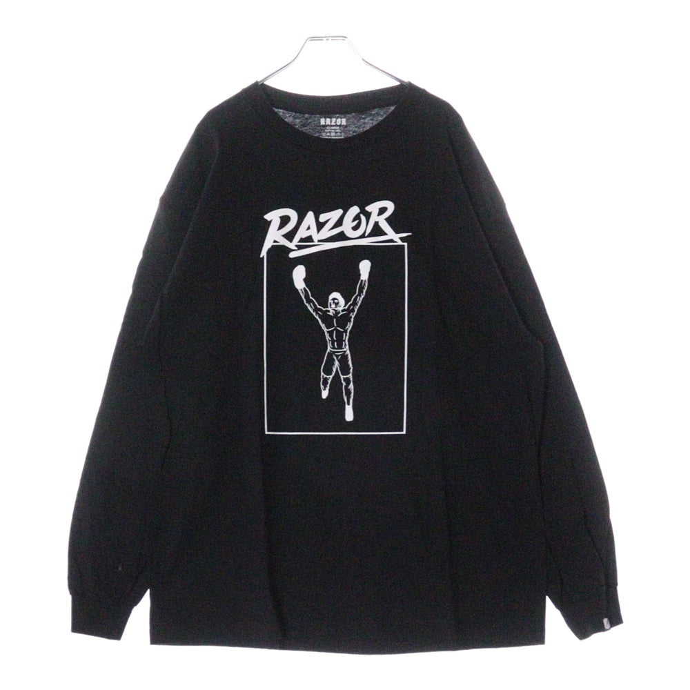 RAZOR(レーザー) ボクシングプリント長袖Tシャツ ブラック RZ2024002