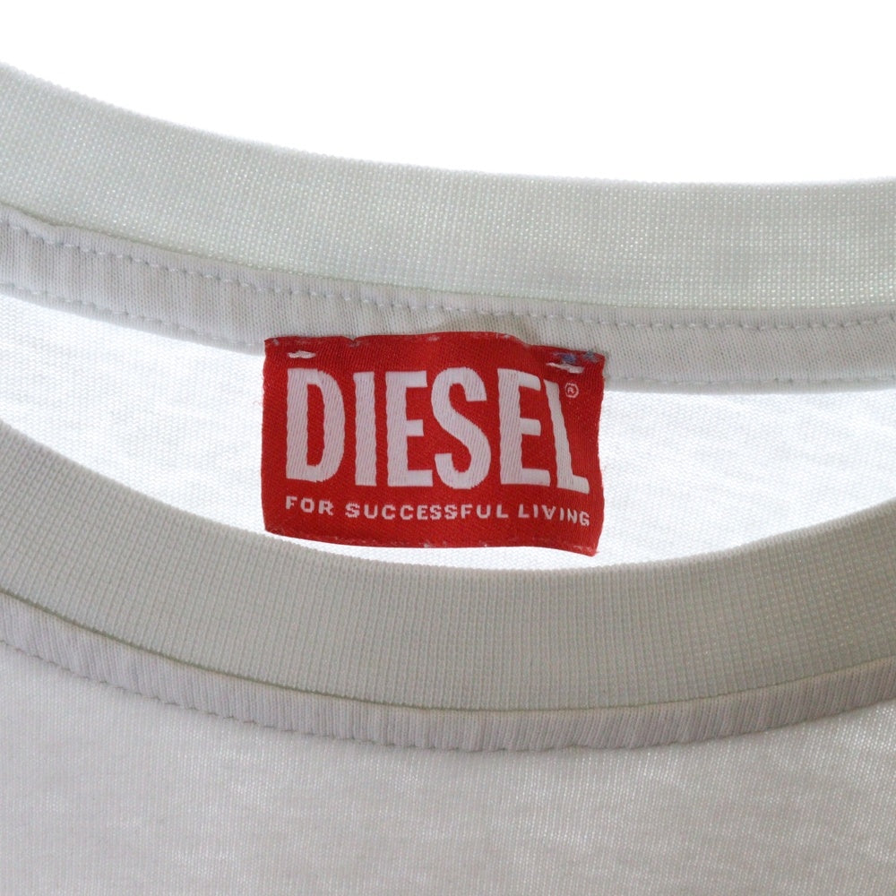 DIESEL(ディーゼル) グラフィック ロゴプリント クルーネック長袖Tシャツ カットソー ライトブルー 0AKAK