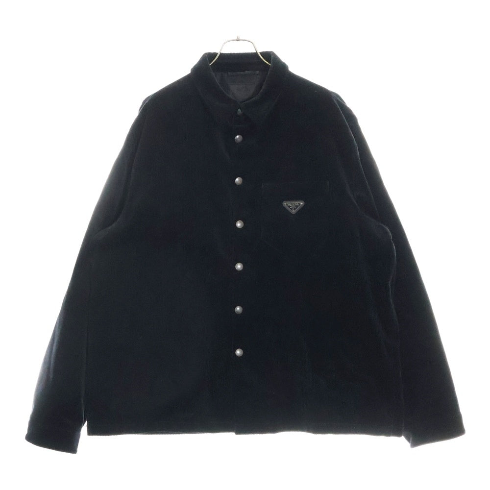 PRADA(プラダ) トライアングルプレートサンドベージュコーデュロイジャケット ブラック SC798 S000 144R