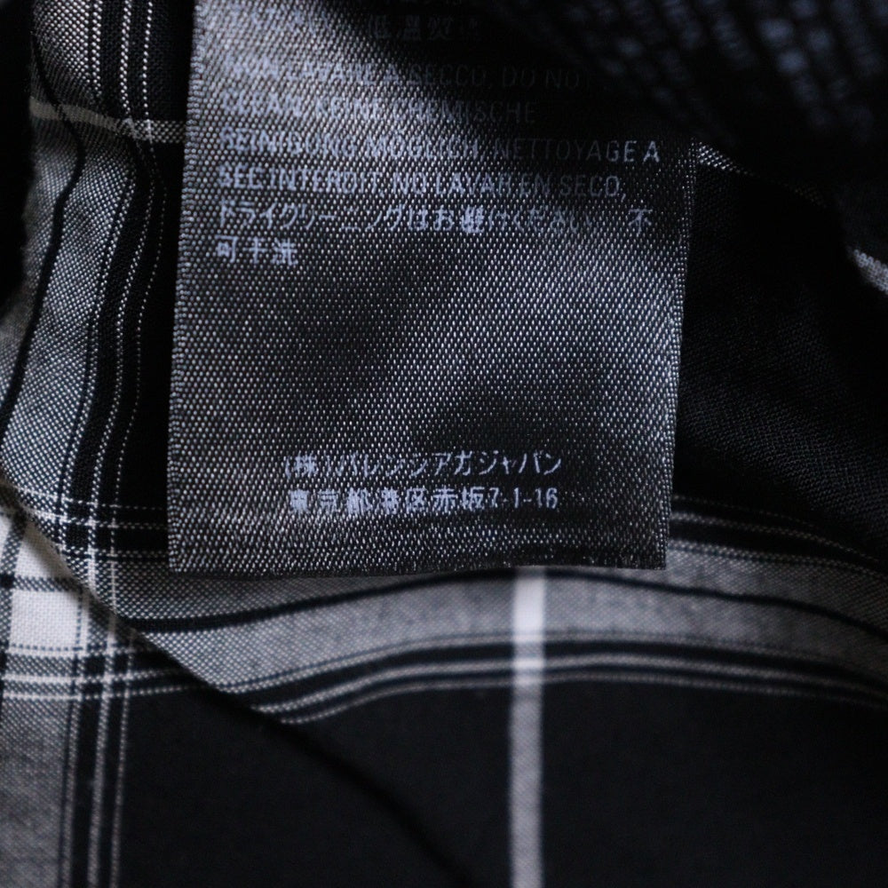BALENCIAGA(バレンシアガ) 19SS Back Logo Check L/S Shirt バックロゴプリント チェック 長袖シャツ ブラック/ホワイト 556878 TDM03