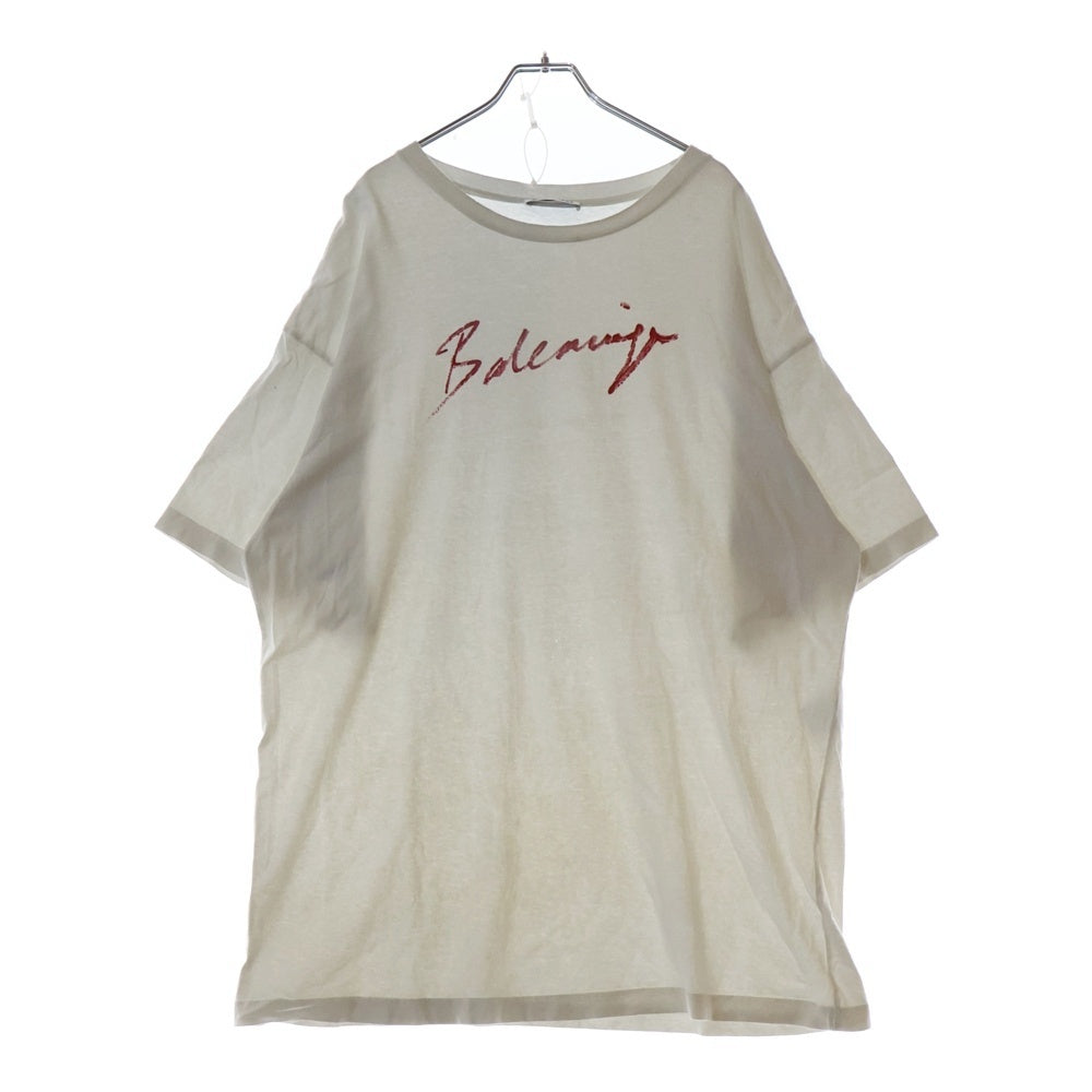 BALENCIAGA(バレンシアガ) 19AW ロゴプリント クルーネック 半袖Tシャツ カットソー ホワイト 583218 TFV63
