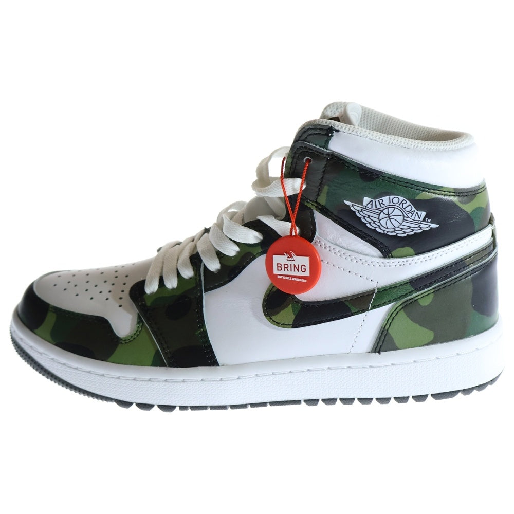 NIKE(ナイキ) AIR JORDAN 1 HIGH GOLF CAMO/WHITE エアジョーダン1 ゴルフ カモ ハイカットスニーカー ホワイト/グリーン US8/26cm DQ0660-300