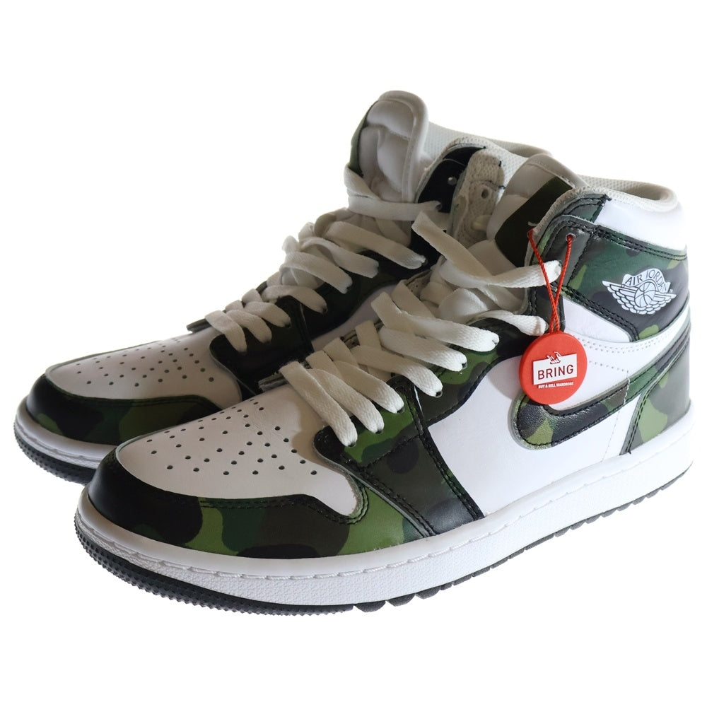 NIKE(ナイキ) AIR JORDAN 1 HIGH GOLF CAMO/WHITE エアジョーダン1 ゴルフ カモ ハイカットスニーカー ホワイト/グリーン US8/26cm DQ0660-300