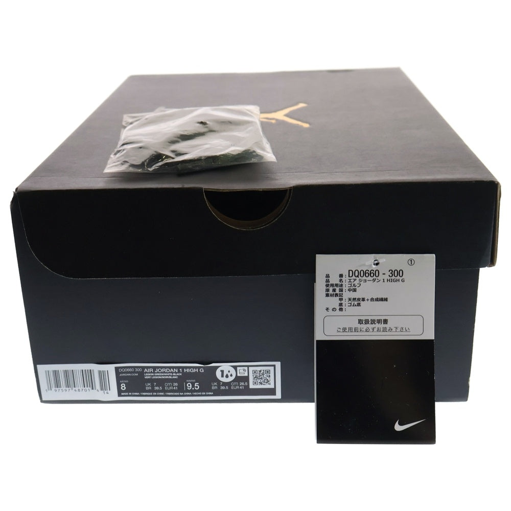 NIKE(ナイキ) AIR JORDAN 1 HIGH GOLF CAMO/WHITE エアジョーダン1 ゴルフ カモ ハイカットスニーカー ホワイト/グリーン US8/26cm DQ0660-300