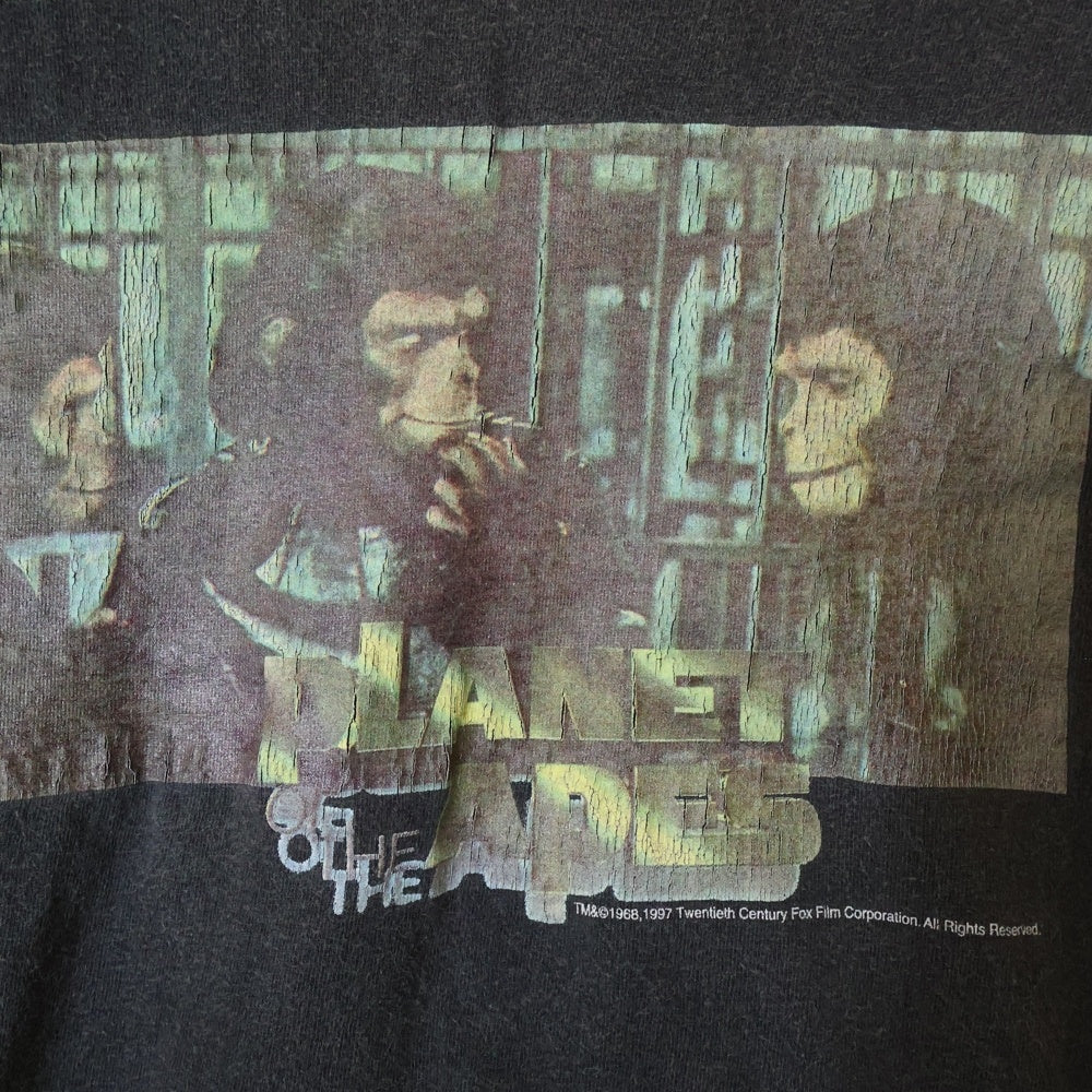 VINTAGE(ヴィンテージ) PLANET OF THE APES 猿の惑星 フロントプリント クルーネック半袖Tシャツ カットソー チャコールグレー