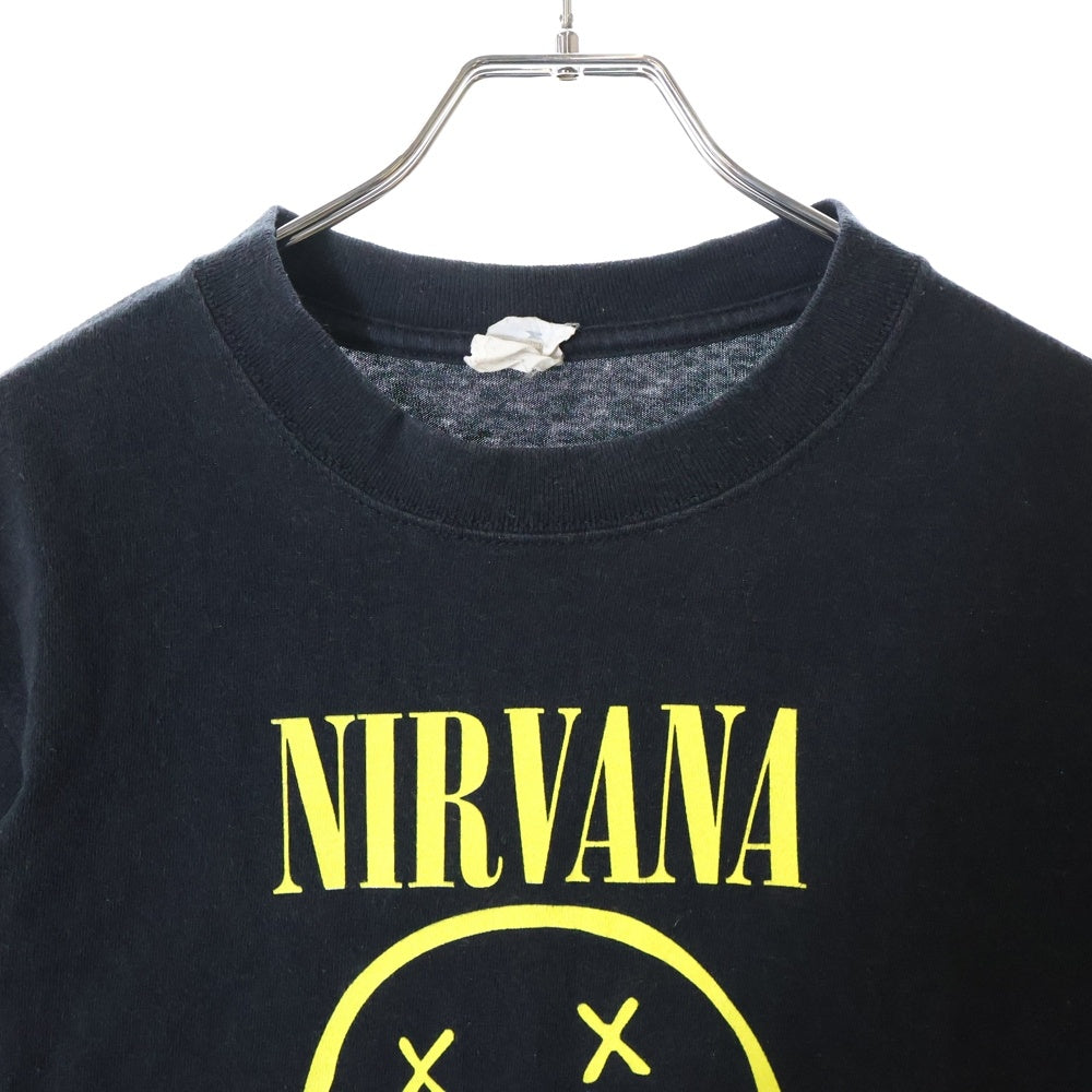 VINTAGE(ヴィンテージ) 00S VINTAGE NIRVANA SMILE 2003 ヴィンテージ スマイル 両面プリント クルーネック半袖Tシャツ カットソー ブラック