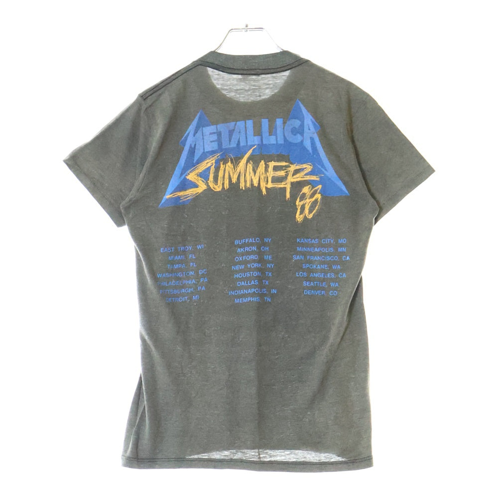 VINTAGE(ヴィンテージ) 80S VINTAGE METALLICA DAMAGED JUSTICE 1988 ヴィンテージ メタリカ ダメージド ジャスティス ツアー 両面プリント クルーネック半袖Tシャツ チャコールグレー