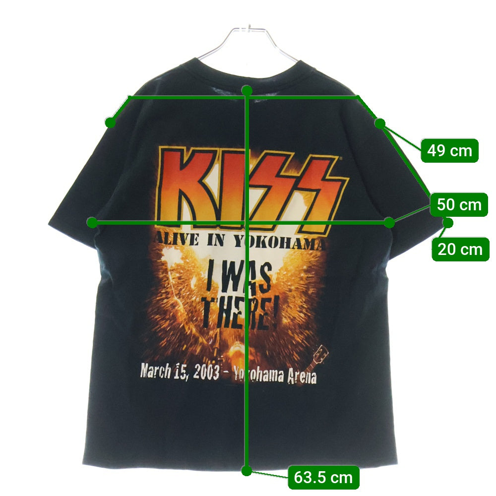 VINTAGE(ヴィンテージ) 00S VINTAGE KISS LIVE IN YOKOHAMA 2003 ヴィンテージ キス 横浜ライブ 両面プリント クルーネック半袖Tシャツ カットソー ブラック