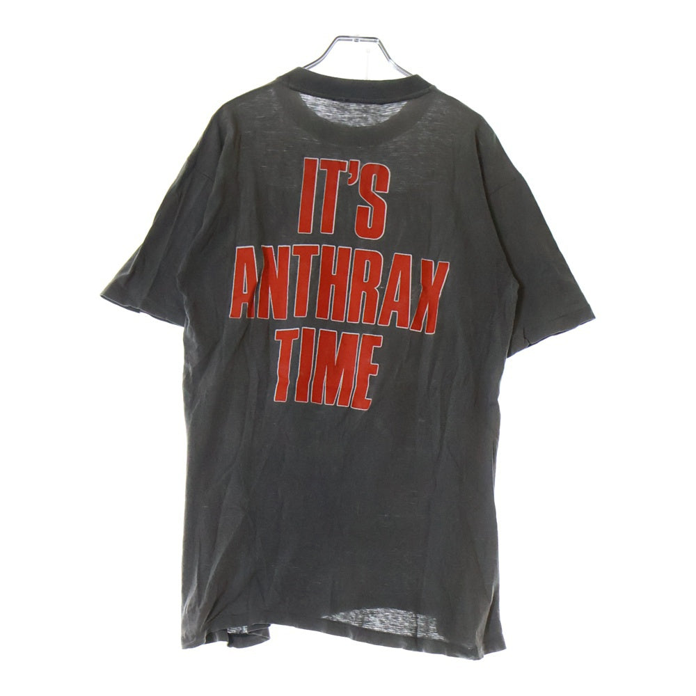 VINTAGE(ヴィンテージ) 90S VINTAGE ANTHRAX LIVE IN JAPAN 1990 ヴィンテージ アンスラックス 日本ライブ 両面プリント クルーネック半袖Tシャツ カットソー チャコールグレー