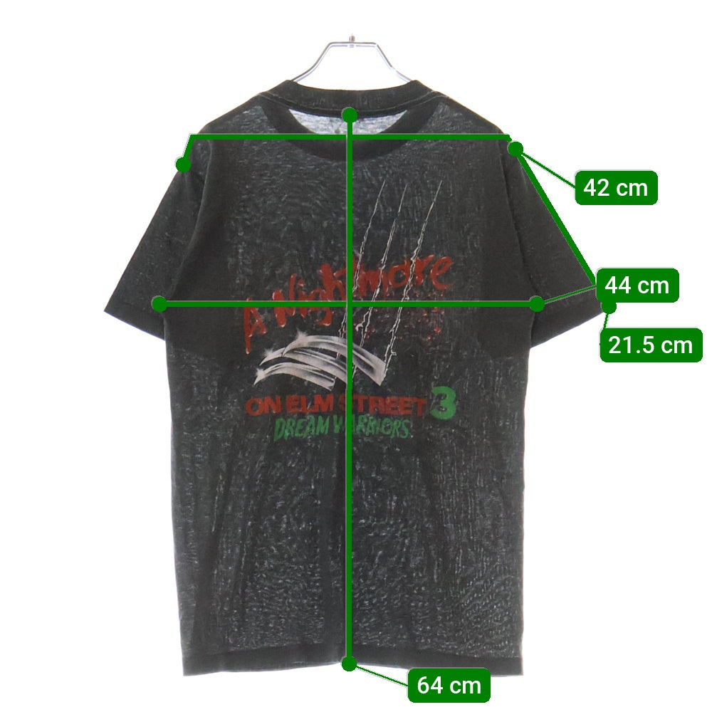 VINTAGE(ヴィンテージ) 80S VINTAGE NIGHTMARE ON ELM STREET エルム街の悪夢 両面プリント クルーネック半袖Tシャツ カットソー チャコールグレー