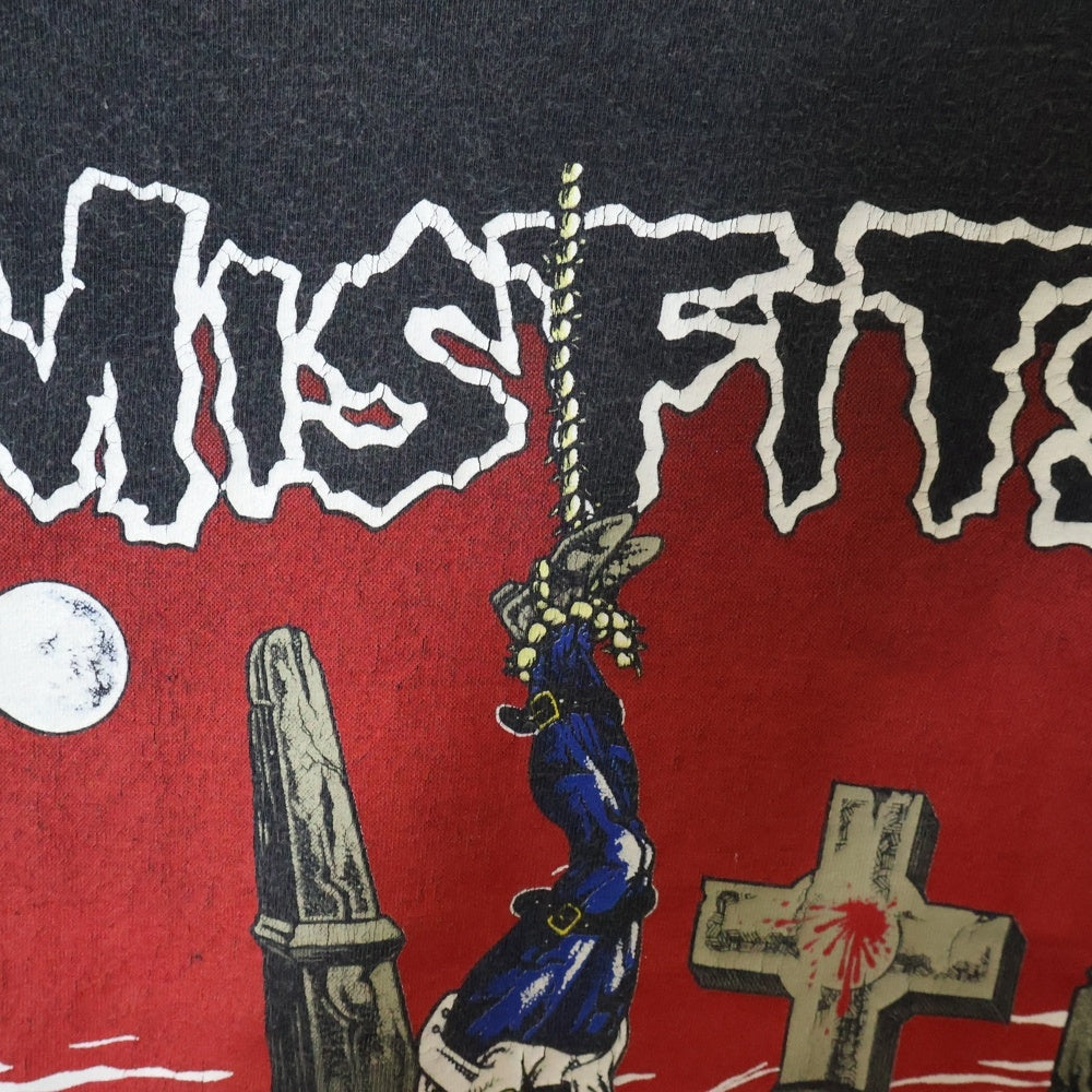 VINTAGE(ヴィンテージ) 90S VINTAGE MISFITS PUSHED 1995 ヴィンテージ ミスフィッツ ヘッドプリント フロントプリント クルーネック半袖Tシャツ カットソー チャコールグレー