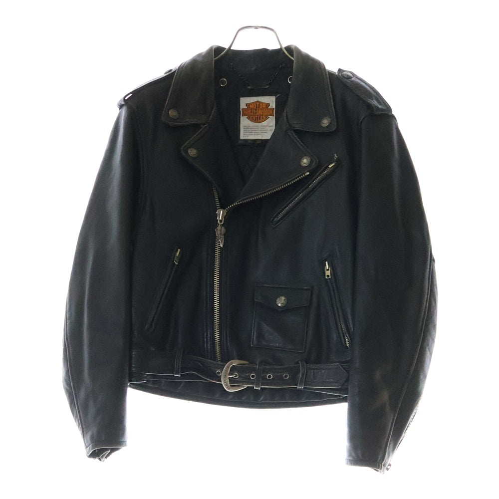 HARLEY DAVIDSON(ハーレーダビッドソン) 裏地キルティング バックエンボスロゴ レザーライダースジャケット ブラック