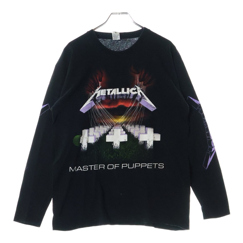 NO BRAND(ノーブランド) METALLICA MASTER OF PUPPETS メタリカ マスターオブパペッツ 両面プリント ロングスリーブ クルーネック長袖Tシャツ カットソー ブラック