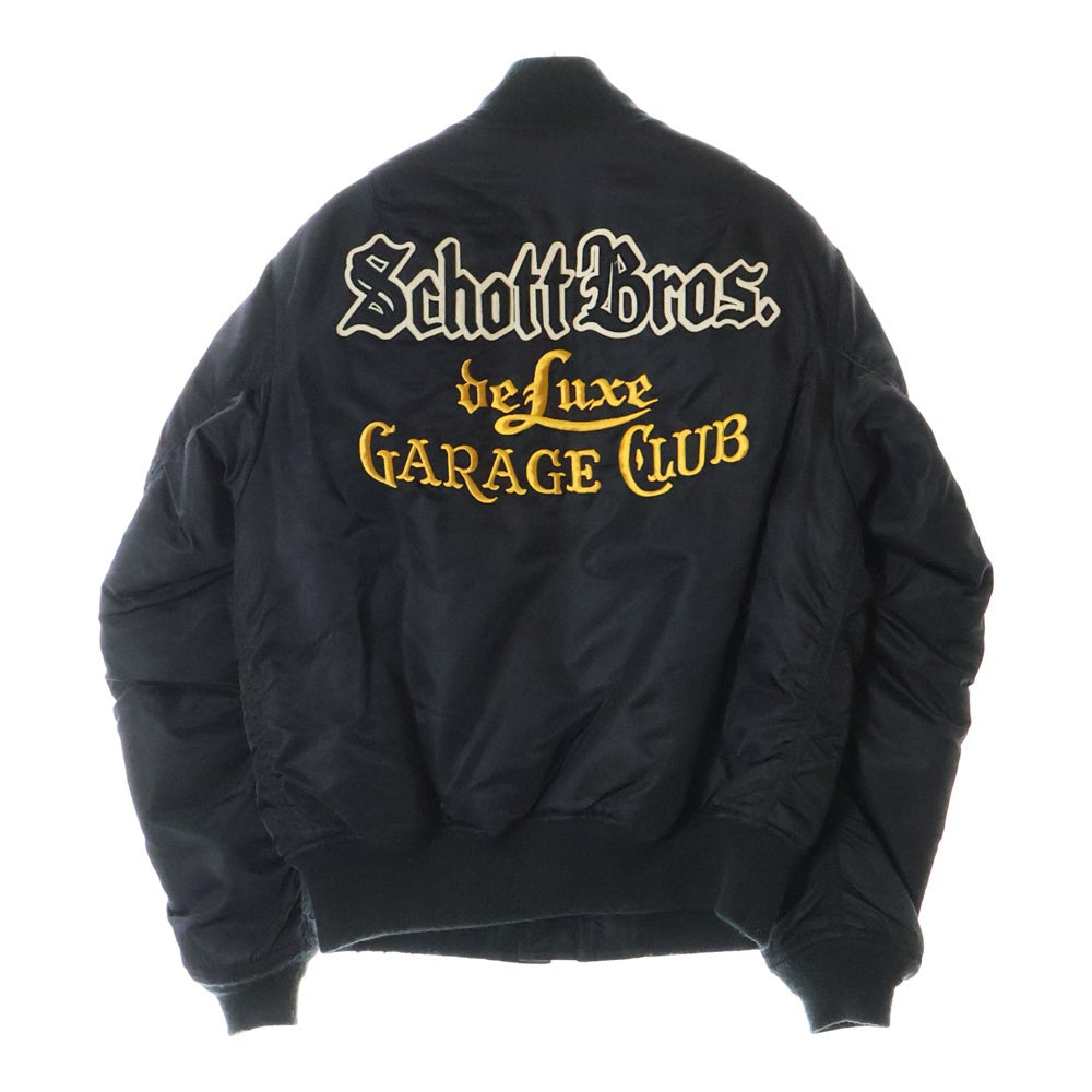 SCHOTT(ショット) GARAGE CLUB 13 MA-1 ガレージ クラブ ロゴワッペン ミリタリー ジップアップブルゾン ボンバージャケット ブラック 3152021