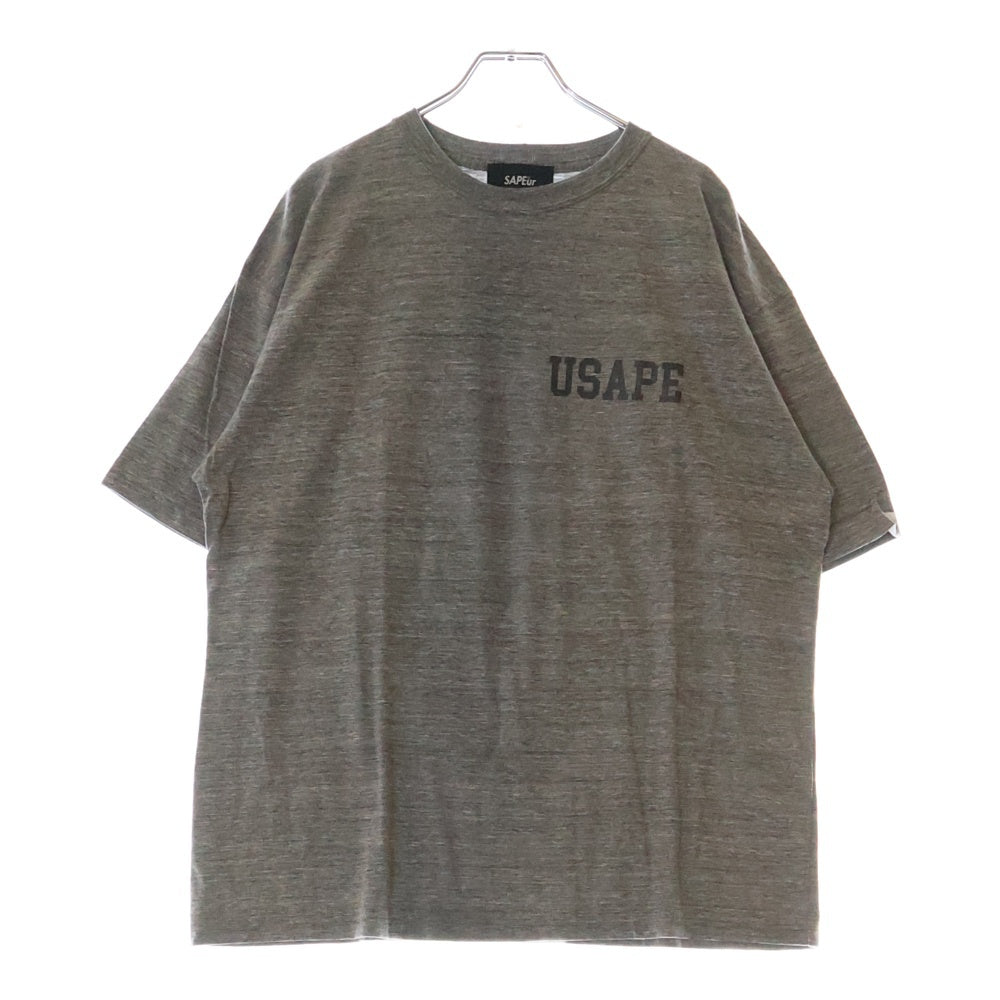 SAPEur(サプール) USAPE ロゴプリント クルーネック 半袖Tシャツ カットソー グレー A0022-170