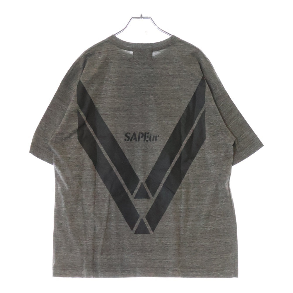 SAPEur(サプール) USAPE ロゴプリント クルーネック 半袖Tシャツ カットソー グレー A0022-170