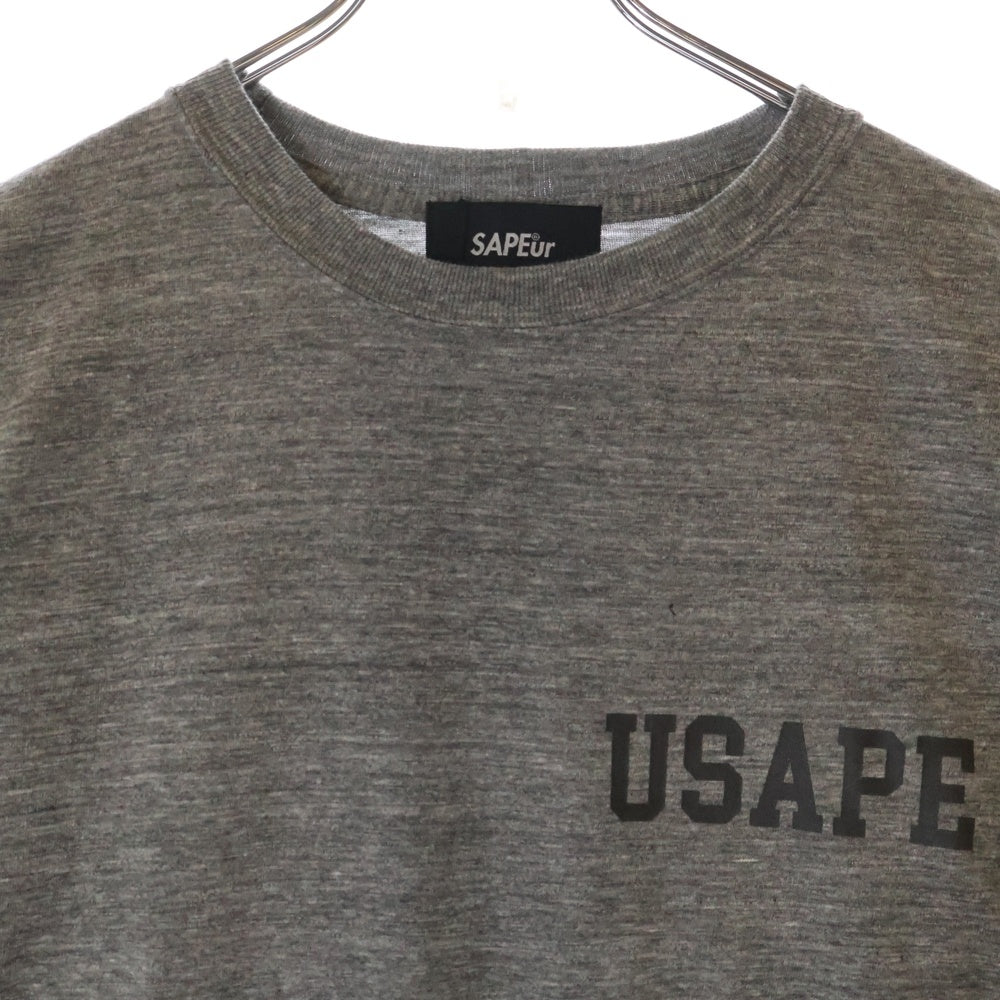 SAPEur(サプール) USAPE ロゴプリント クルーネック 半袖Tシャツ カットソー グレー A0022-170