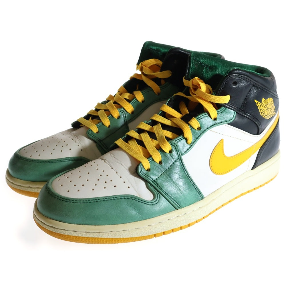 NIKE(ナイキ) 【観賞用 2013年製】AIR JORDAN 1 RETRO MID SONICS エアジョーダン1 ソニックス ミッドカットスニーカー グリーン/イエロー US10.5/28.5cm 554724-307