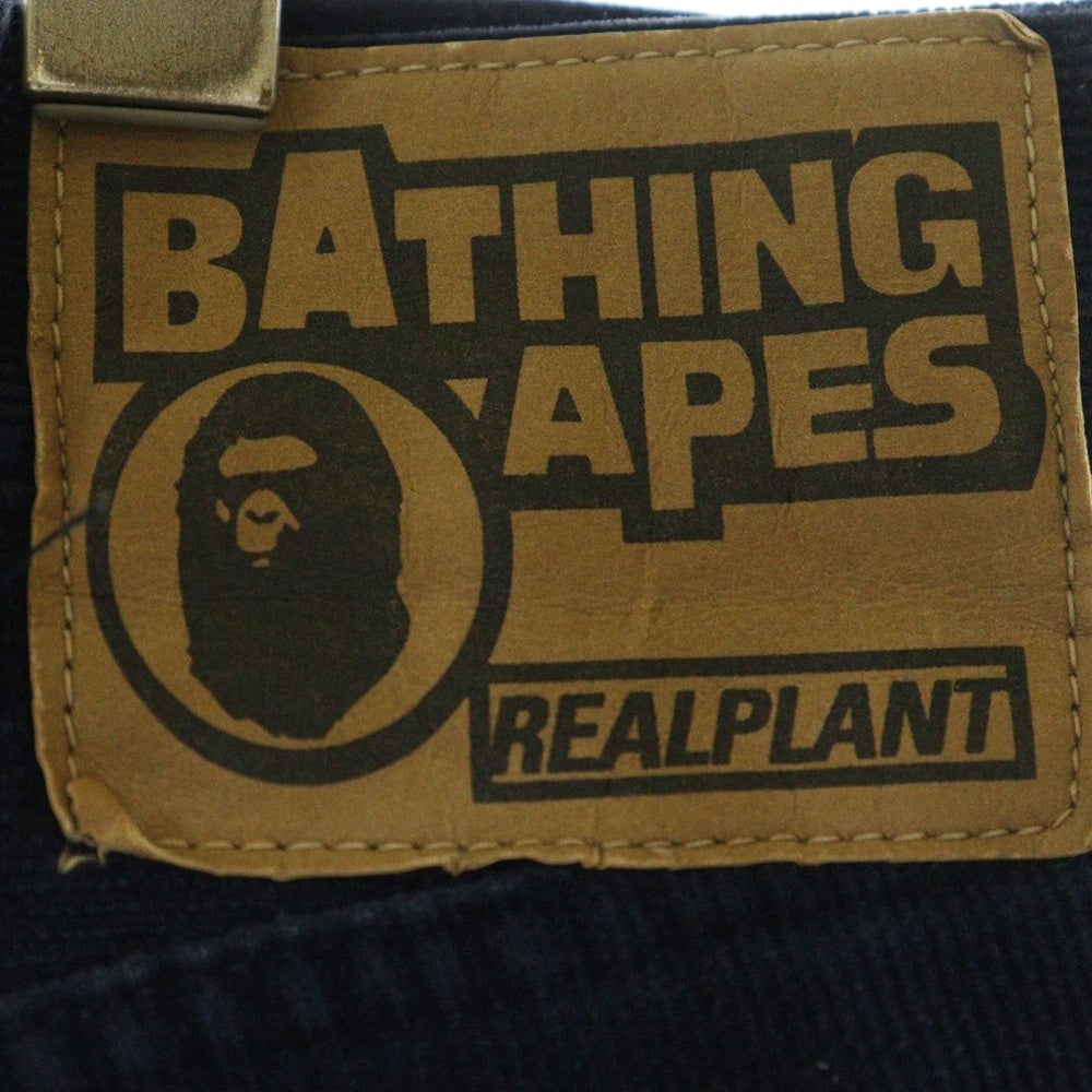 A BATHING APE(アベイシングエイプ) 初期 紙パッチ コーデュロイ ストレートパンツ ネイビー