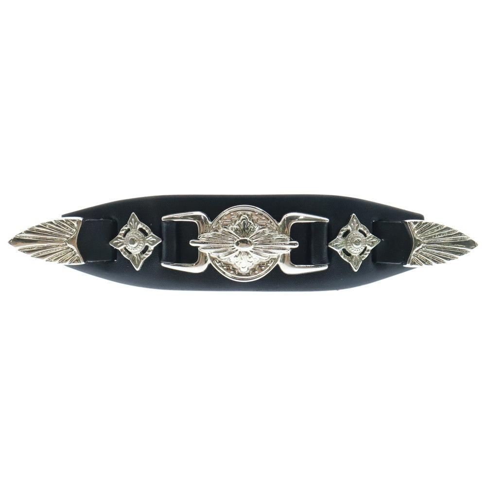 TOGA ARCHIVES(トーガアーカイブス) METAL LEATHER BARRETTE メタルデザイン レザー バレッタ ヘアアクセサリー ブラック レディース TZ242-AK931