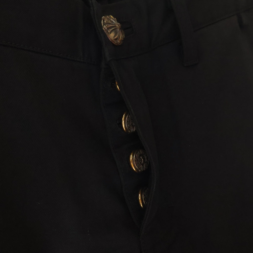 CHROME HEARTS(クロムハーツ) CHINOS レザー切替 クロスボール ボタンフライ チノパンツ ワークパンツ ブラック JVPタグ