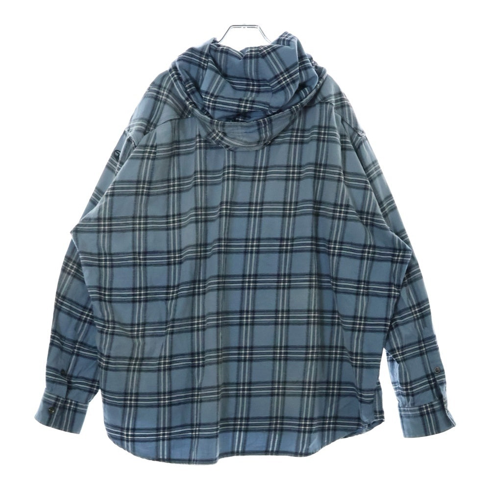 DIESEL(ディーゼル) S-DEWNY-HOOD フーディー チェック 長袖シャツ ライトブルー A12266