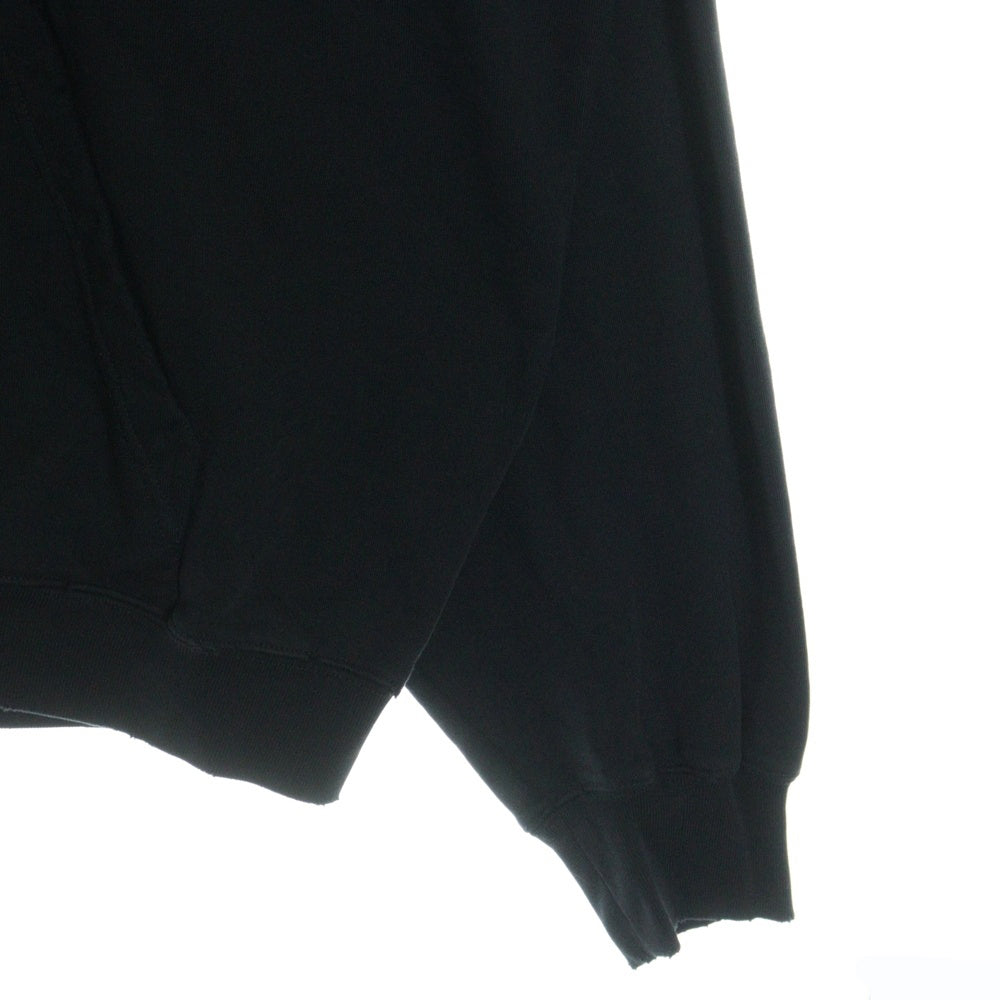 BALENCIAGA(バレンシアガ) 22AW Destroyed Logo-Print Hoodie デストロイダメージ加工 ロゴプリント スウェット プルオーバーパーカー フーディー ブラック 729361 TNVL2