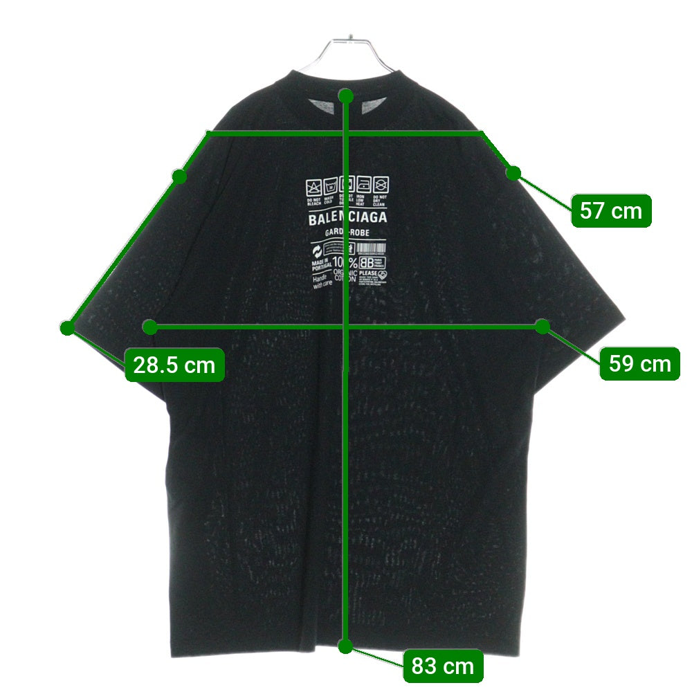 BALENCIAGA(バレンシアガ) ケアラベル バックプリント 半袖Tシャツ ブラック 724514 TNVL9