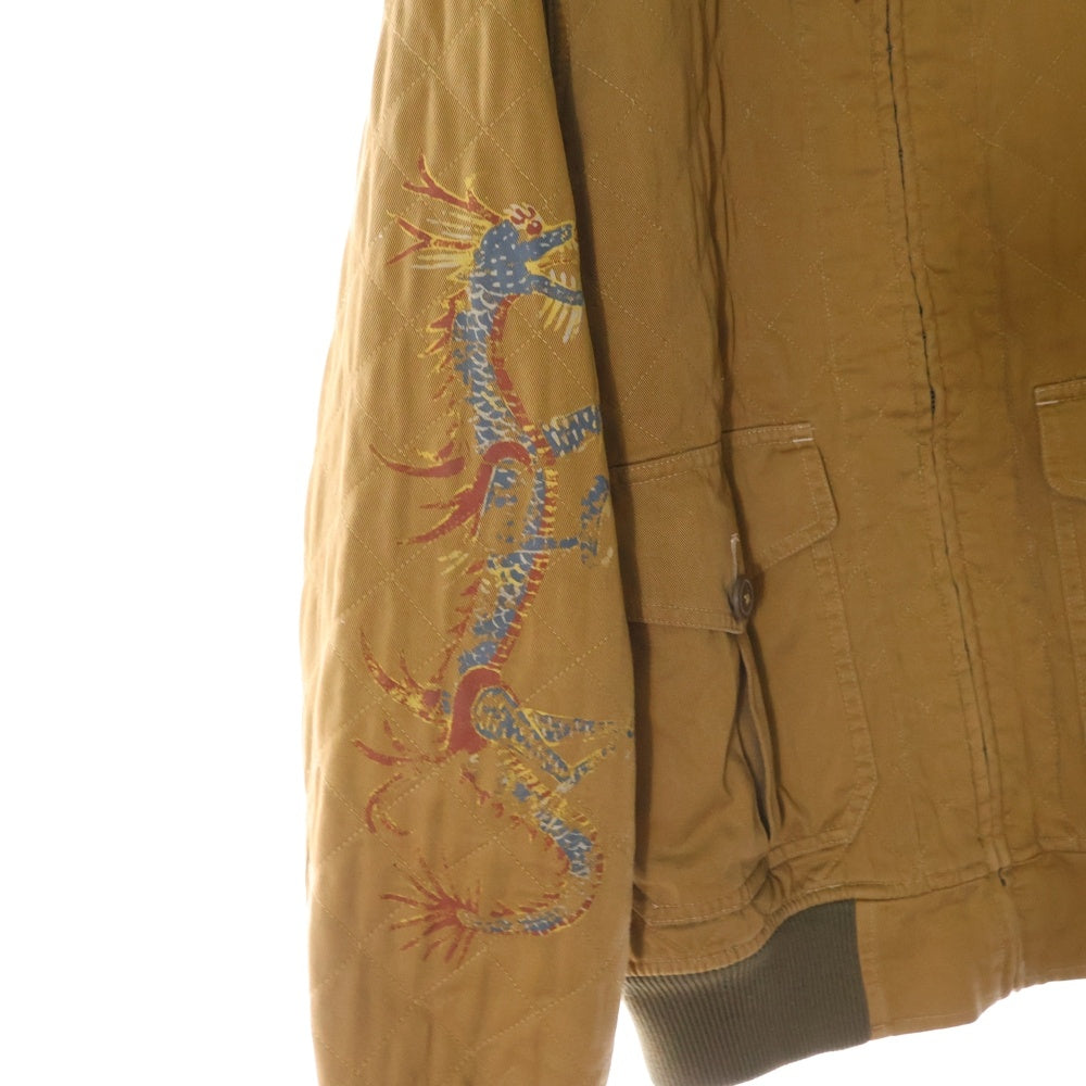 RRL(ダブルアールエル) コットン ジップアップキルティングジャケット ベージュ