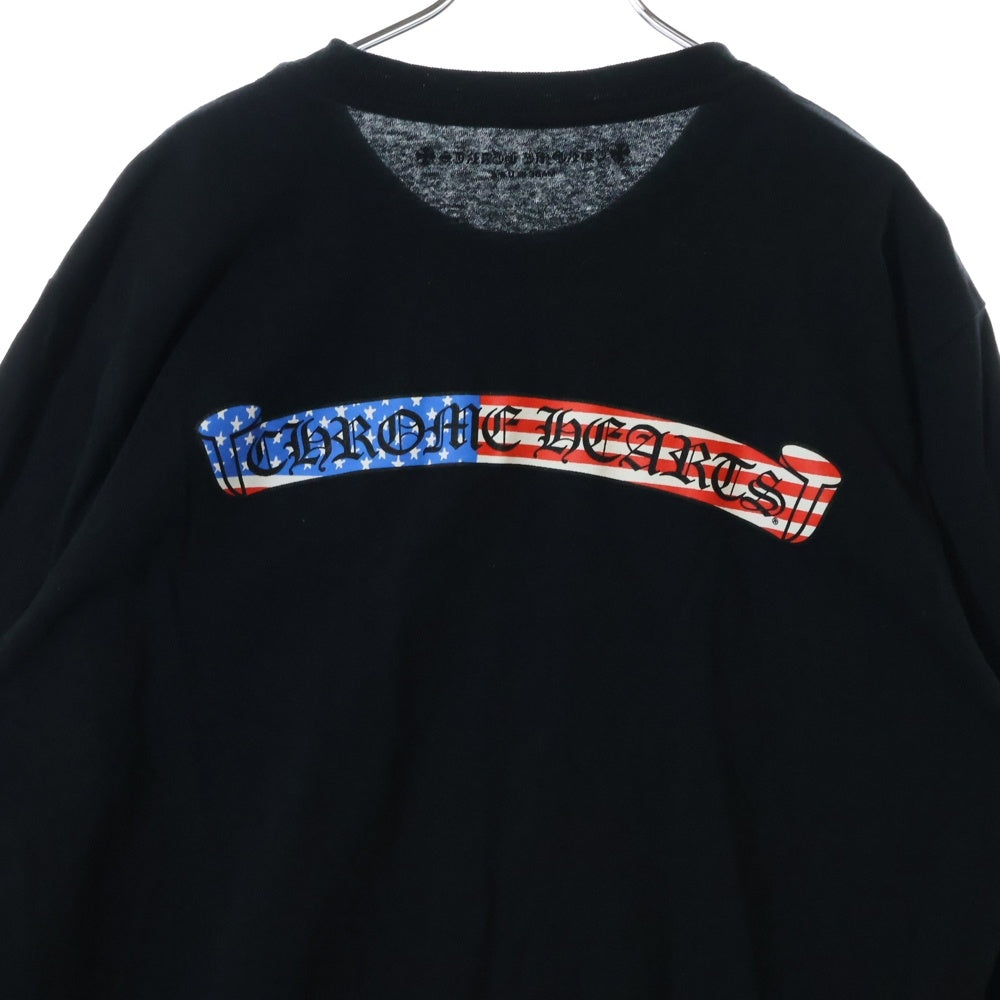 CHROME HEARTS(クロムハーツ) PPO US SCRL L/S Tee 星条旗 スクロールラベル 長袖Tシャツ ブラック