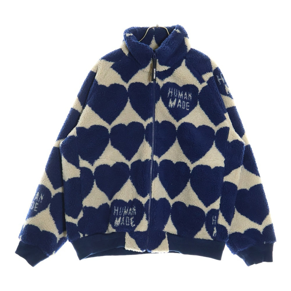 HUMAN MADE(ヒューマンメイド) 24AW HEART FLEECE JACKET ハートロゴ フリースジャケット ネイビー HM28JK040
