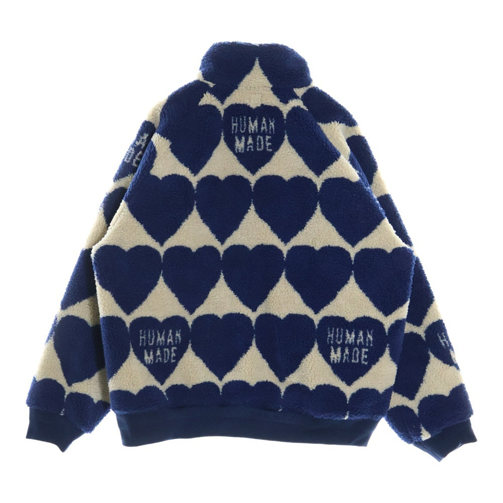 HUMAN MADE(ヒューマンメイド) 24AW HEART FLEECE JACKET ハートロゴ フリースジャケット ネイビー HM28JK040