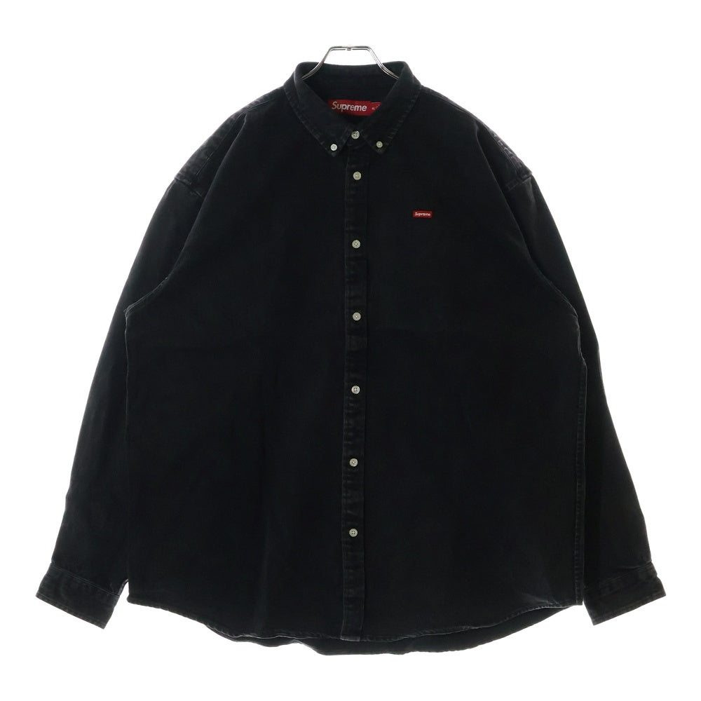 SUPREME(シュプリーム) 24SS Small Box Shirt スモールボックスロゴ ボタンダウン ウォッシュ加工 長袖シャツ ブラック