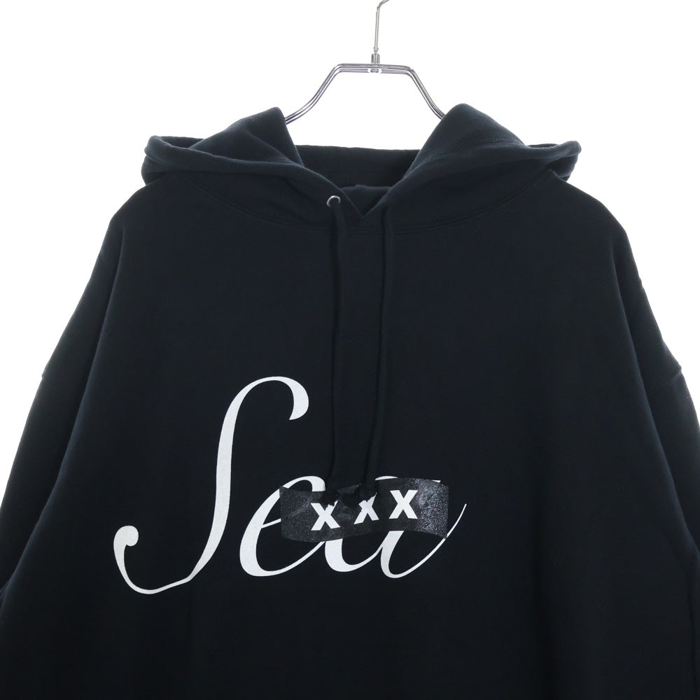 WIND AND SEA(ウィンダンシー) ×GOD SELECTION XXX HOODIE ゴッドセレクション トリプルエックス フロントロゴ プルオーバーパーカー フーディ ブラック WDS-C-GOD-23-Q3-08