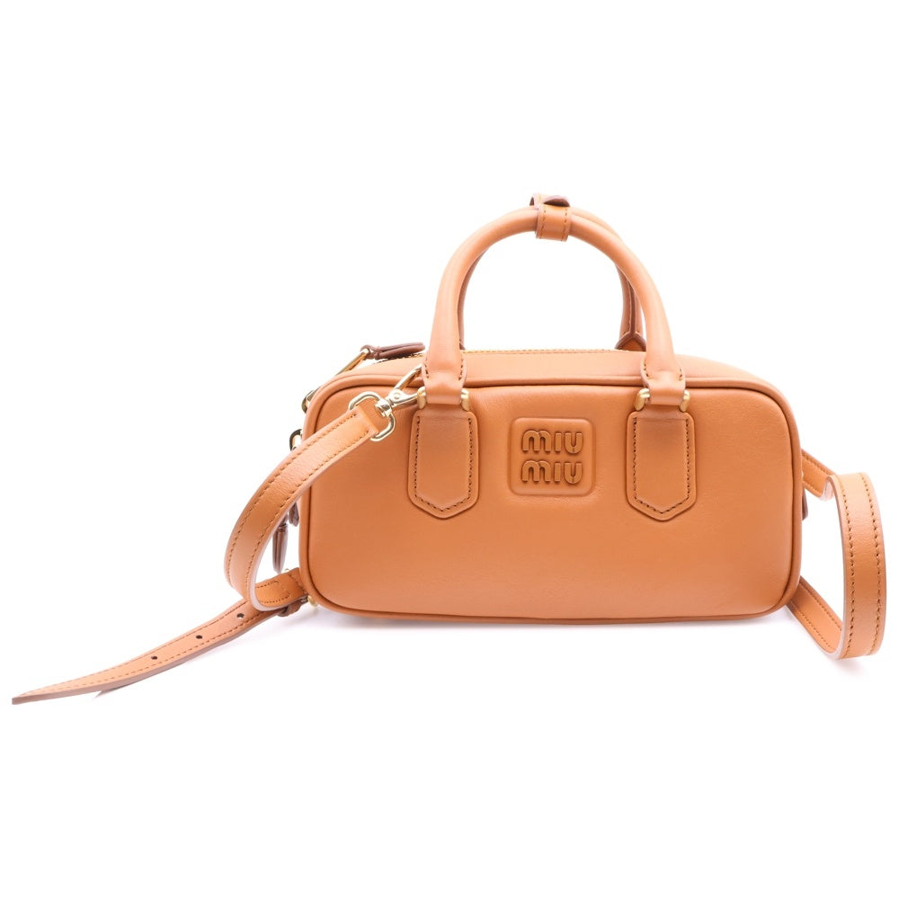 miumiu(ミュウミュウ) アルカディ スモール 2WAY レザー ショルダーバッグ ハンドバッグ ブラウン レディース 5BB142