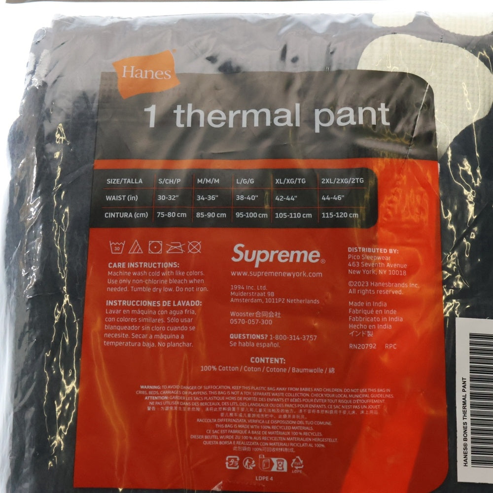 SUPREME(シュプリーム) 21AW ×Hanes Bones Thermal Pant ヘインズ ボーン サーマル パンツ ブラック