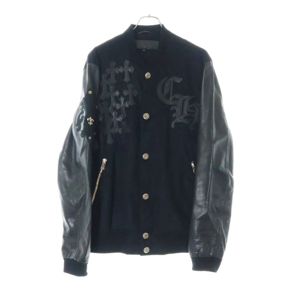 CHROME HEARTS(クロムハーツ) LETTERMAN レターマン CHマルチレザーパッチレザースリーブブルゾン ジャケット ブラック/シルバー