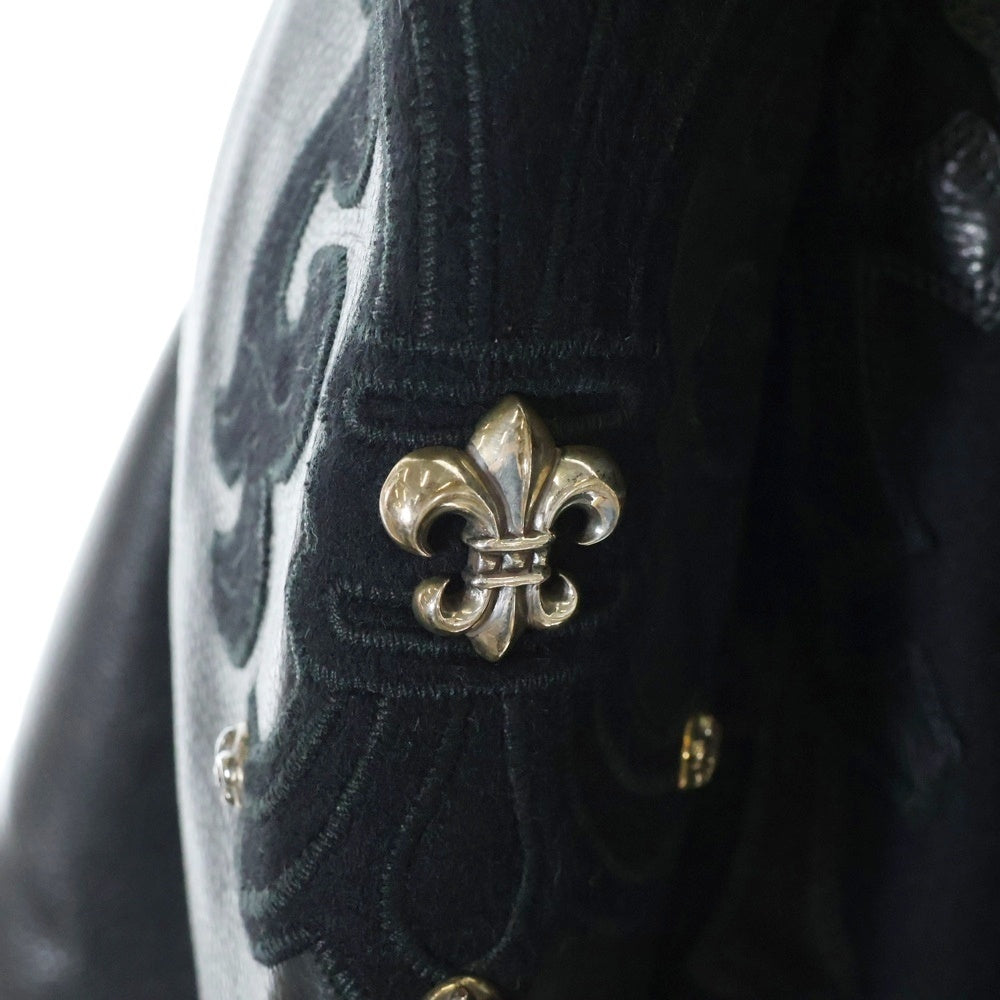 CHROME HEARTS(クロムハーツ) LETTERMAN レターマン CHマルチレザーパッチレザースリーブブルゾン ジャケット ブラック/シルバー