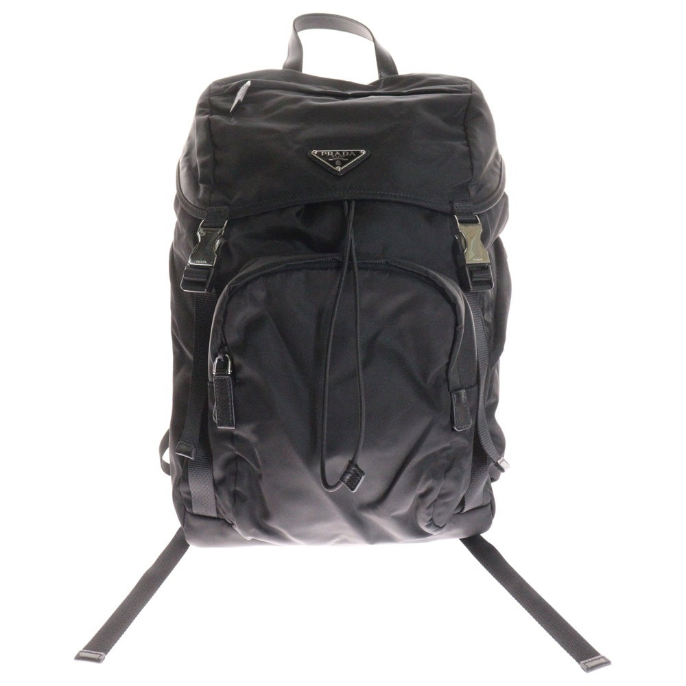 PRADA(プラダ) Re-Nylon リナイロン サフィアーノ レザー トライアングル ロゴプレート バックパック リュックサック ブラック 2VZ090