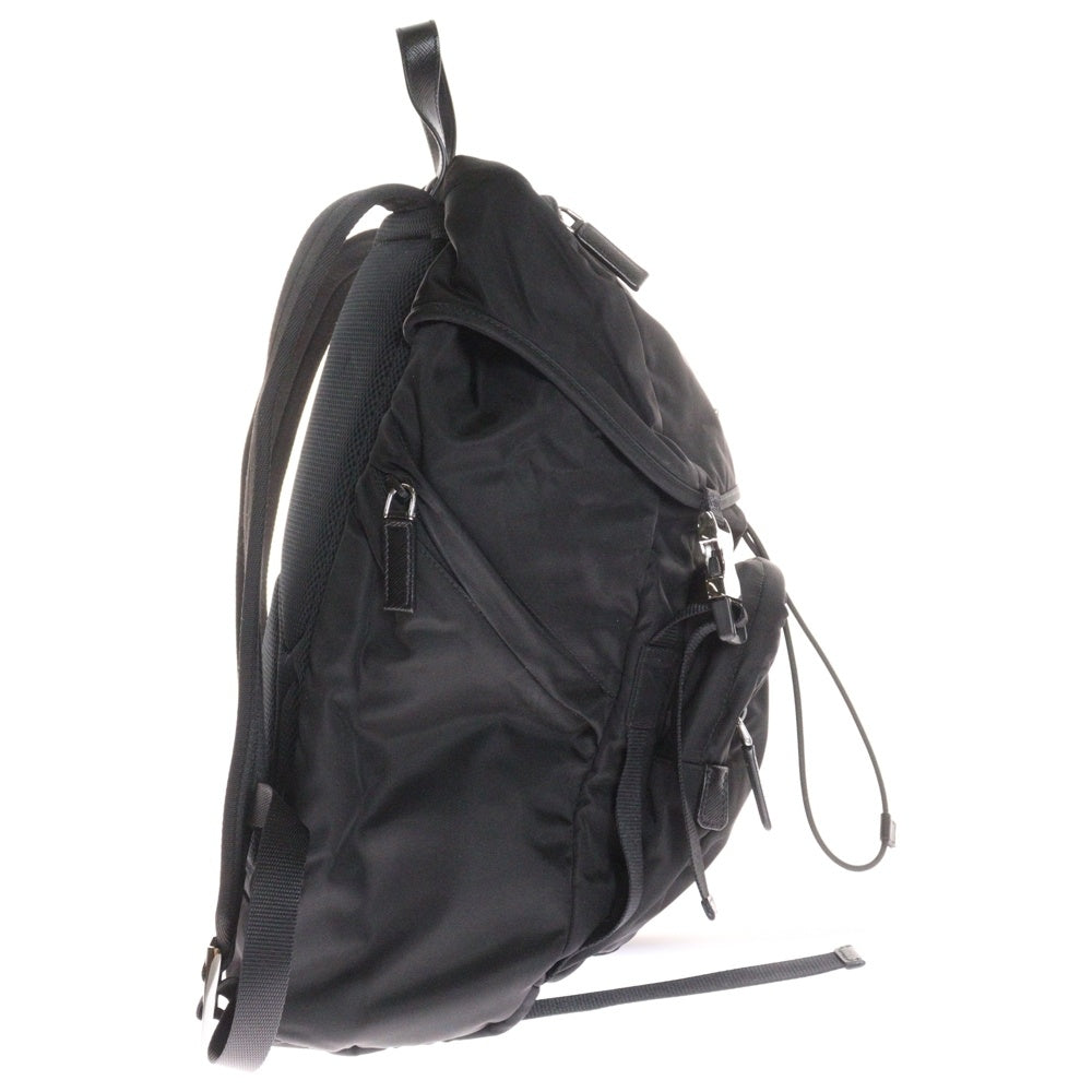 PRADA(プラダ) Re-Nylon リナイロン サフィアーノ レザー トライアングル ロゴプレート バックパック リュックサック ブラック 2VZ090