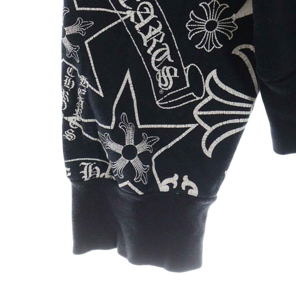 CHROME HEARTS(クロムハーツ) STENCIL HOODIE スリーブマルチロゴ ステンシル ホースシュープリント スウェット プルオーバーパーカー ブラック