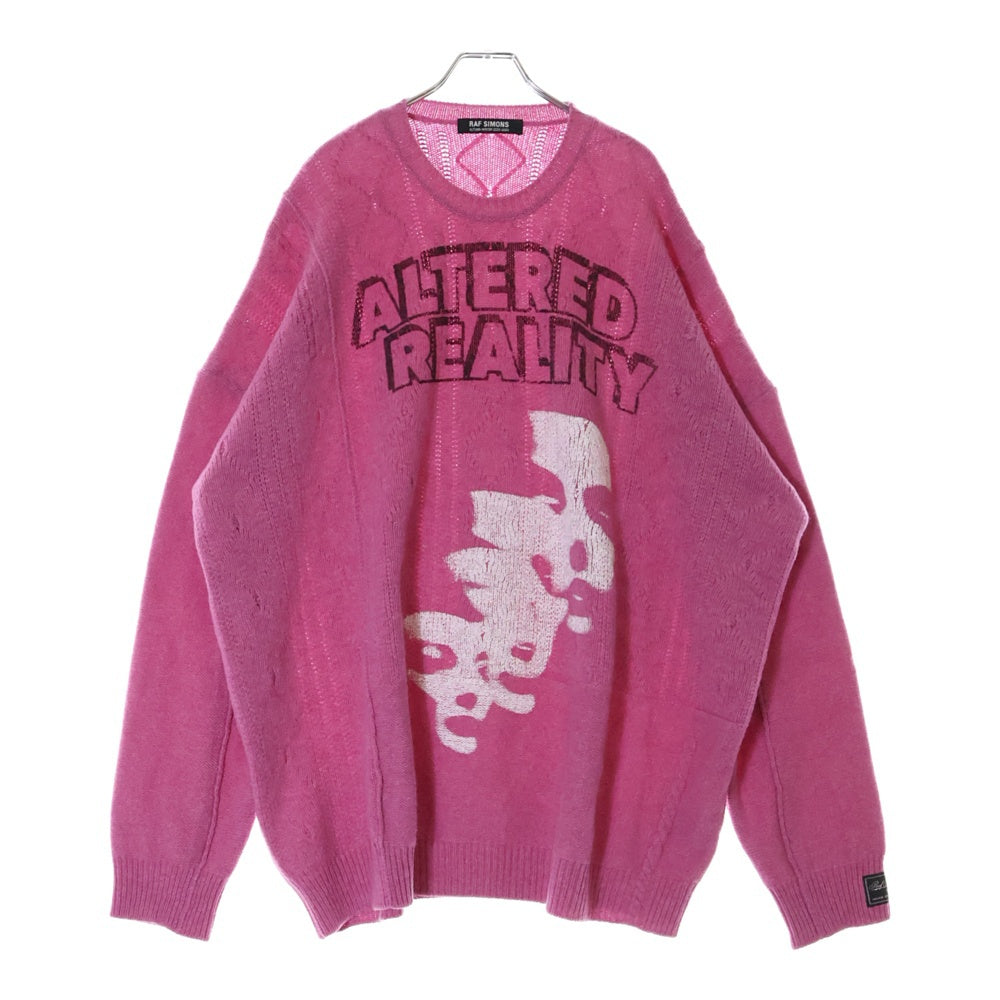 RAF SIMONS(ラフシモンズ) 22AW Loose Fit Braid Relief Printed Sweater グラフィックプリント ニットセーター ピンク 222-855
