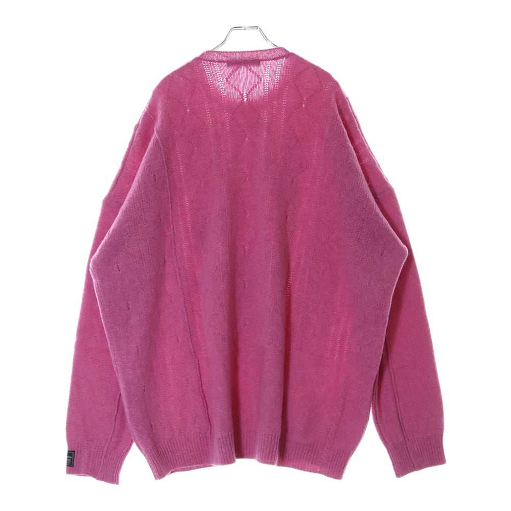 RAF SIMONS(ラフシモンズ) 22AW Loose Fit Braid Relief Printed Sweater グラフィックプリント ニットセーター ピンク 222-855