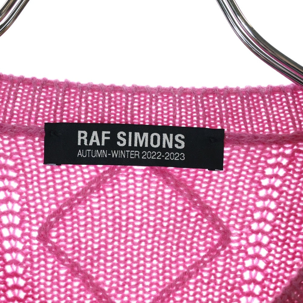 RAF SIMONS(ラフシモンズ) 22AW Loose Fit Braid Relief Printed Sweater グラフィックプリント ニットセーター ピンク 222-855
