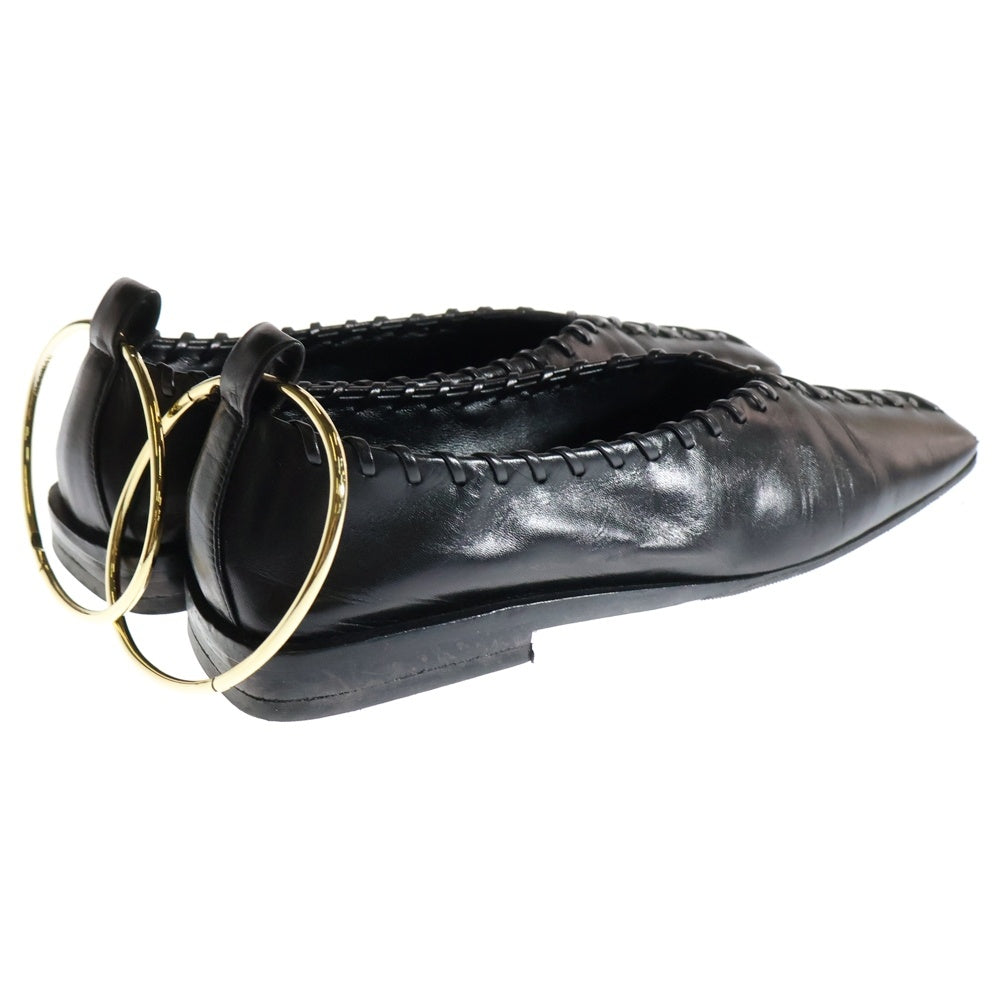 JIL SANDER(ジルサンダー) Ballerina バレリーナ スクエアトゥ レザー フラットシューズ ブラック レディース J15WZ0009 P4864