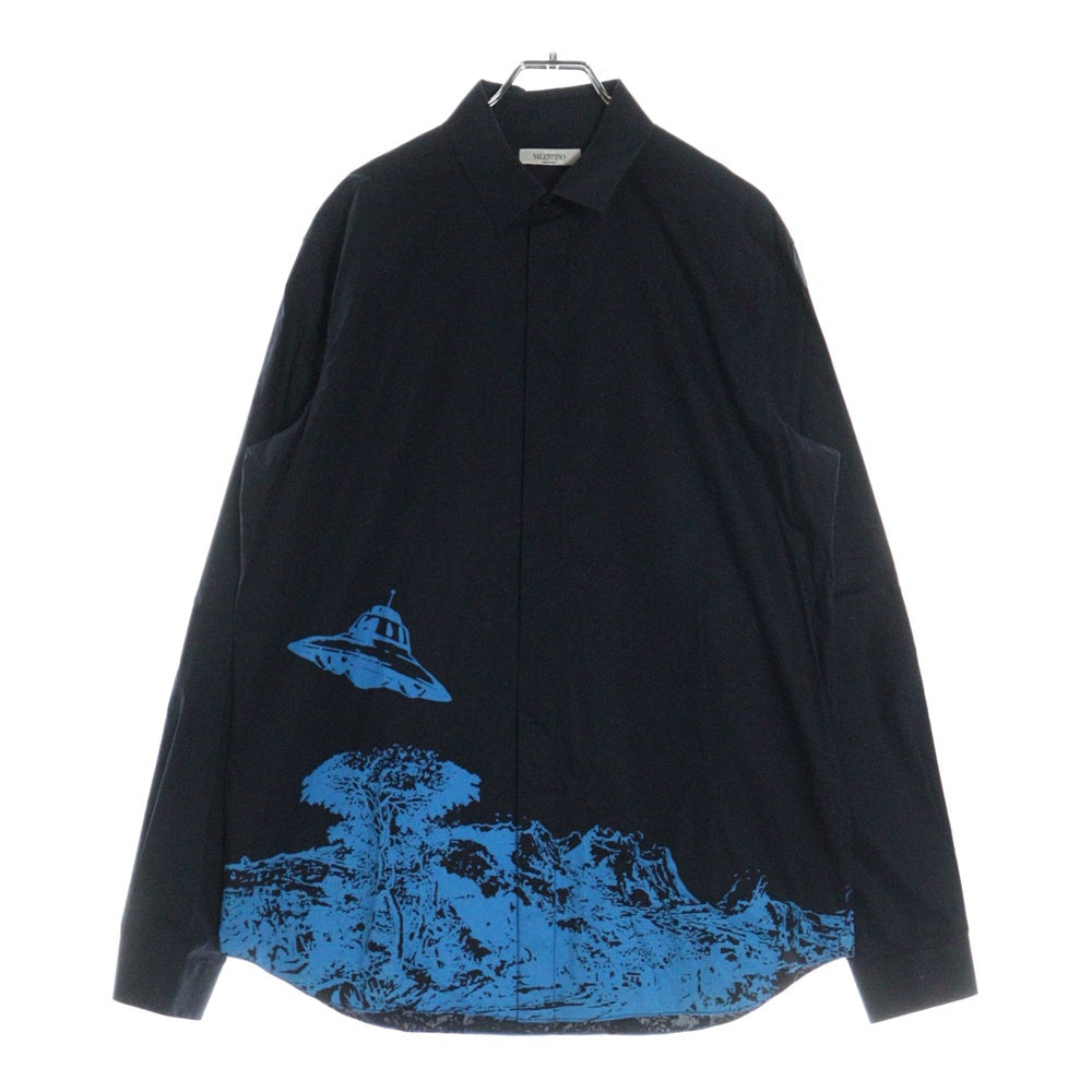 VALENTINO(ヴァレンティノ) ×UNDERCOVER UFO TIME TRAVELER アンダーカバー グラフィックプリント コットン 長袖シャツ ブラック SV0AB7655MJ