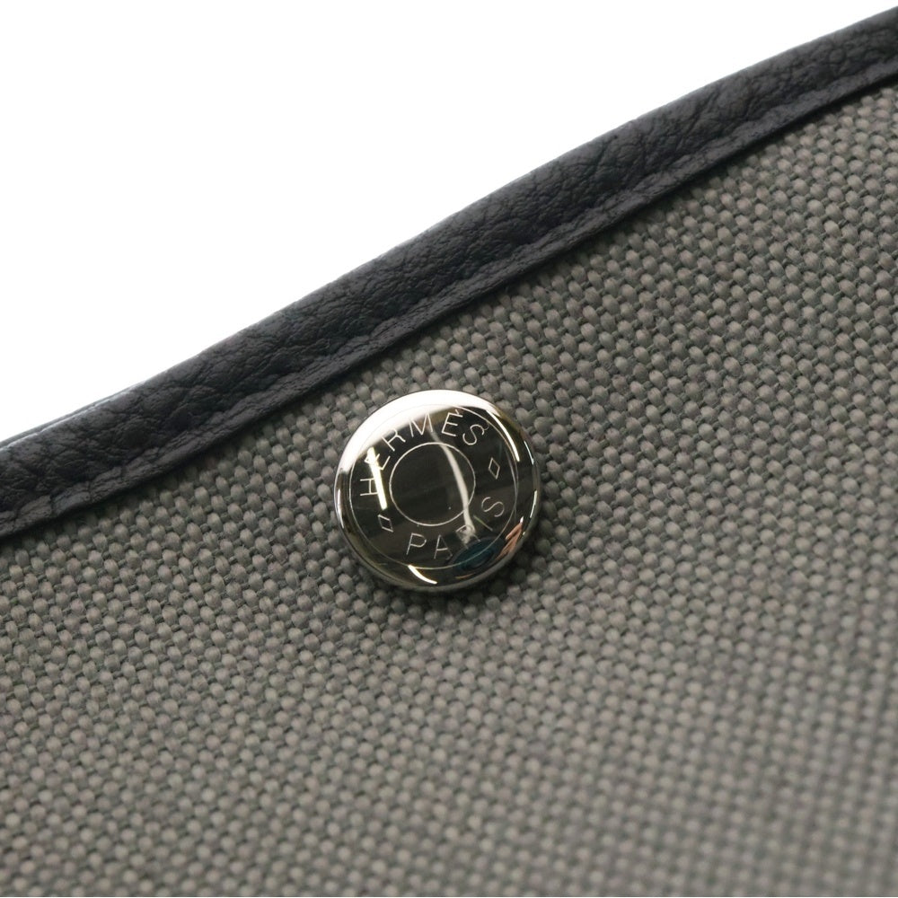 HERMES(エルメス) ガーデンパーティー TPM トワルオフィシエ レザー キャンバス ハンド トートバッグ ブラック K刻印 レディース