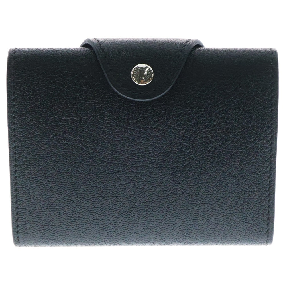 HERMES(エルメス) イリアード コンパクト レザーコンパクトウォレット 三つ折り財布 ブラック B刻印